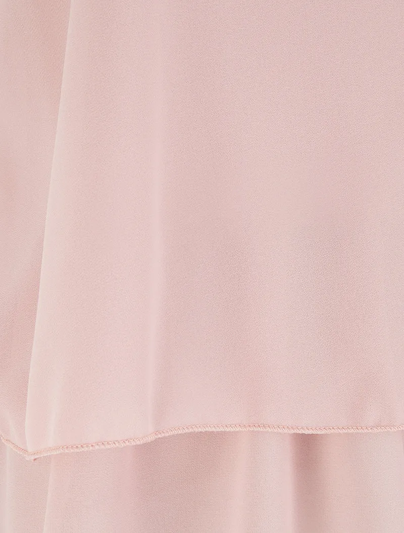Top aus Voile mit fliegenden Rändern - Rose