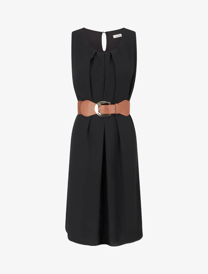 Ärmelloses Kleid aus einfarbigem Voile - Schwarz