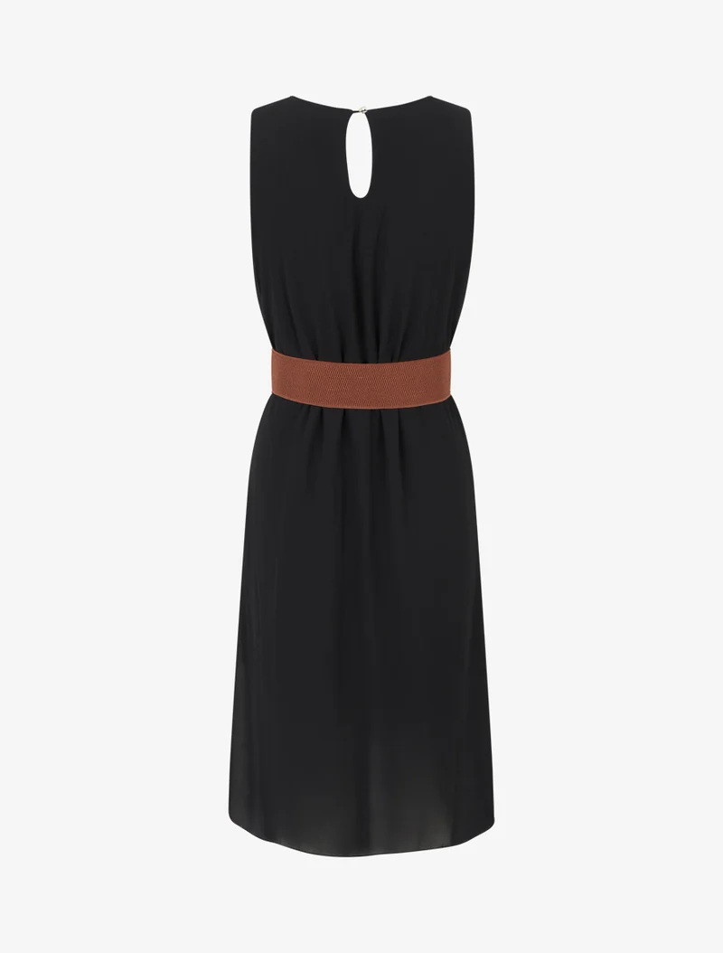 Ärmelloses Kleid aus einfarbigem Voile - Schwarz