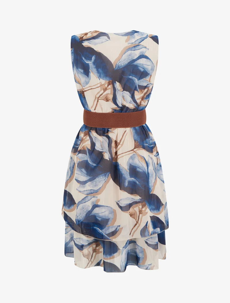 Ärmelloses Skaterkleid mit großem Blumenmuster - Marine