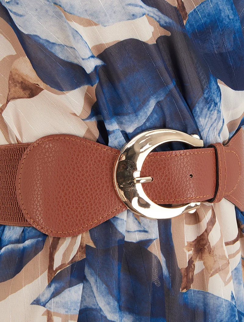 Ärmelloses Skaterkleid mit großem Blumenmuster - Marine