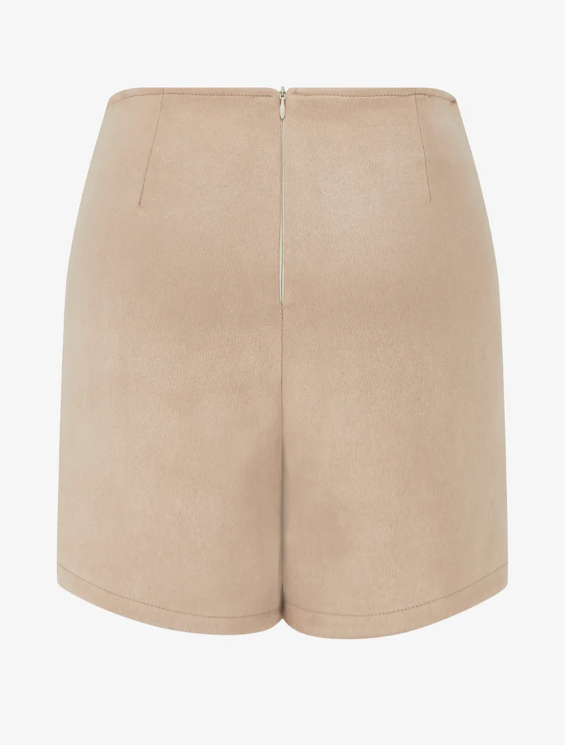 Kurze Trompe-l'œil aus Wildlederimitat - Beige