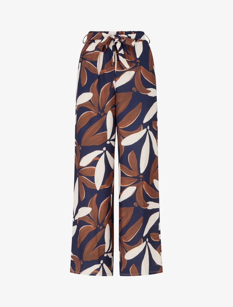 Elastische Hose mit Blumenmuster - Marine