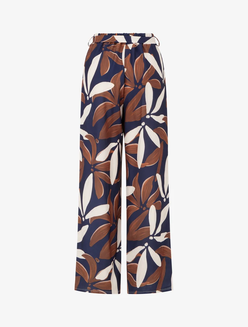 Elastische Hose mit Blumenmuster - Marine