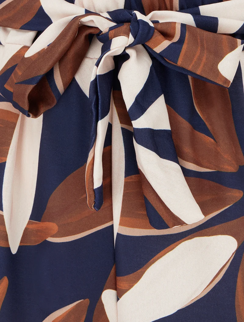 Elastische Hose mit Blumenmuster - Marine