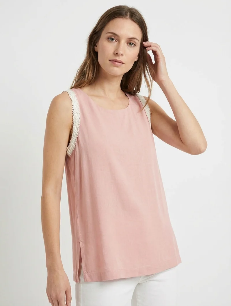 Ärmelloses einfarbiges Top - Rose