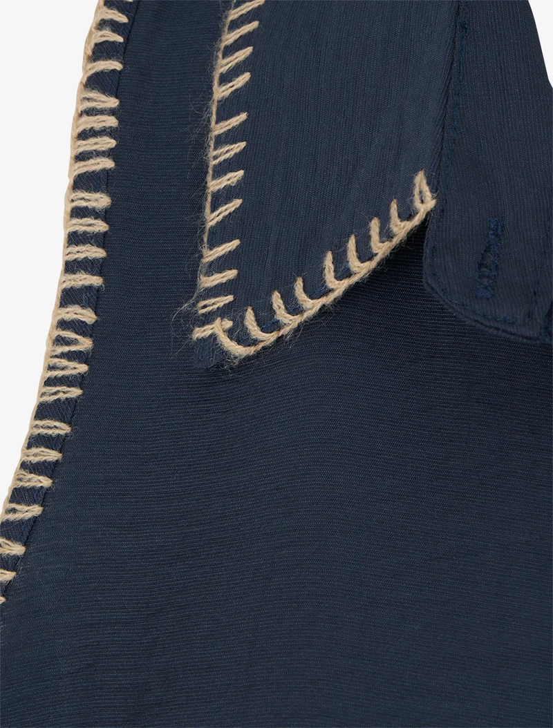 Ärmellose einfarbige Bluse mit Knöpfen - Marine