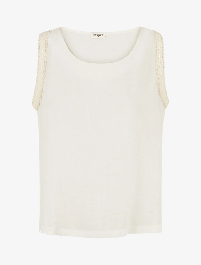 Ärmelloses einfarbiges Top - Creme
