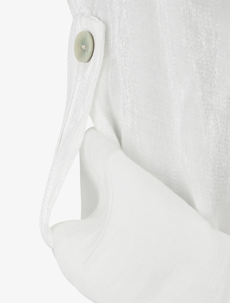 Perlmuttfarbenes asymmetrisches Bluse mit hochkrempelbaren langen Ärmeln - Weiß