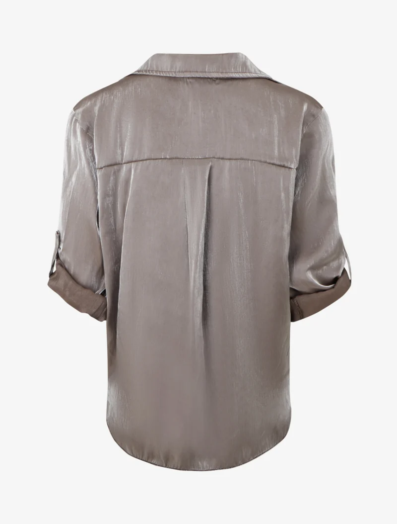 Perlmutt asymmetrische Bluse zum Binden - Braun