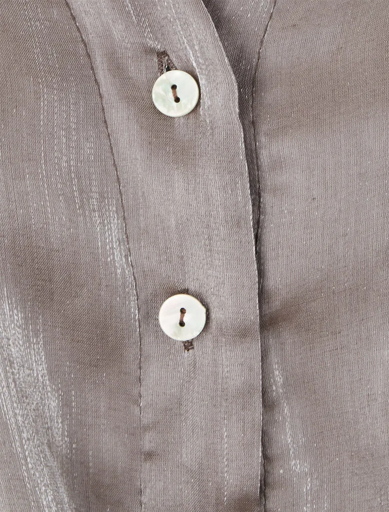 Perlmutt asymmetrische Bluse zum Binden - Braun