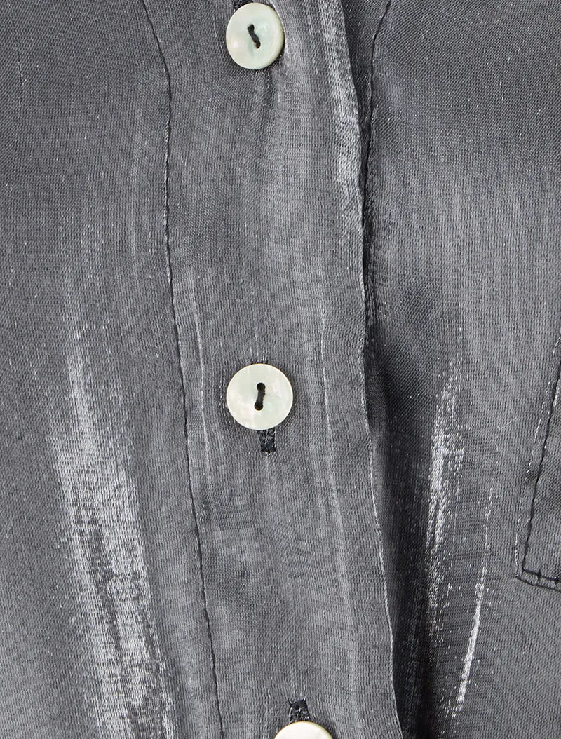 Perlmutt asymmetrische Bluse zum Binden - Schwarz