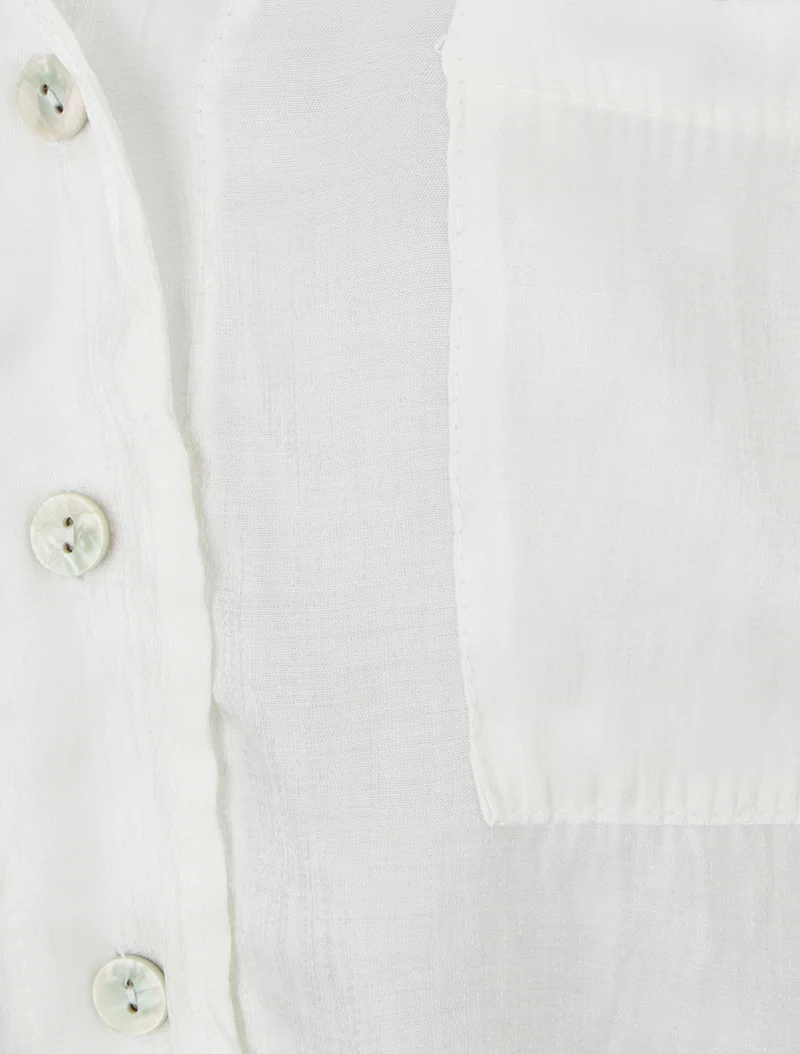 Perlmutt asymmetrische Bluse zum Binden - Weiß