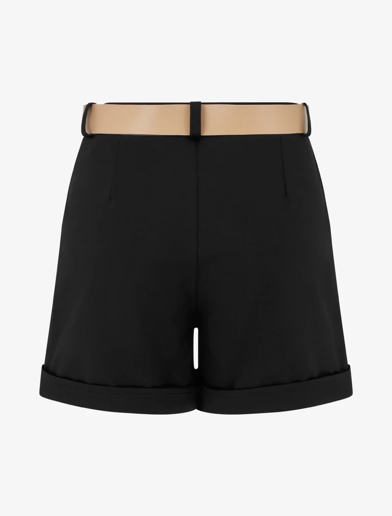 Gürtelshort mit Umschlag - Schwarz