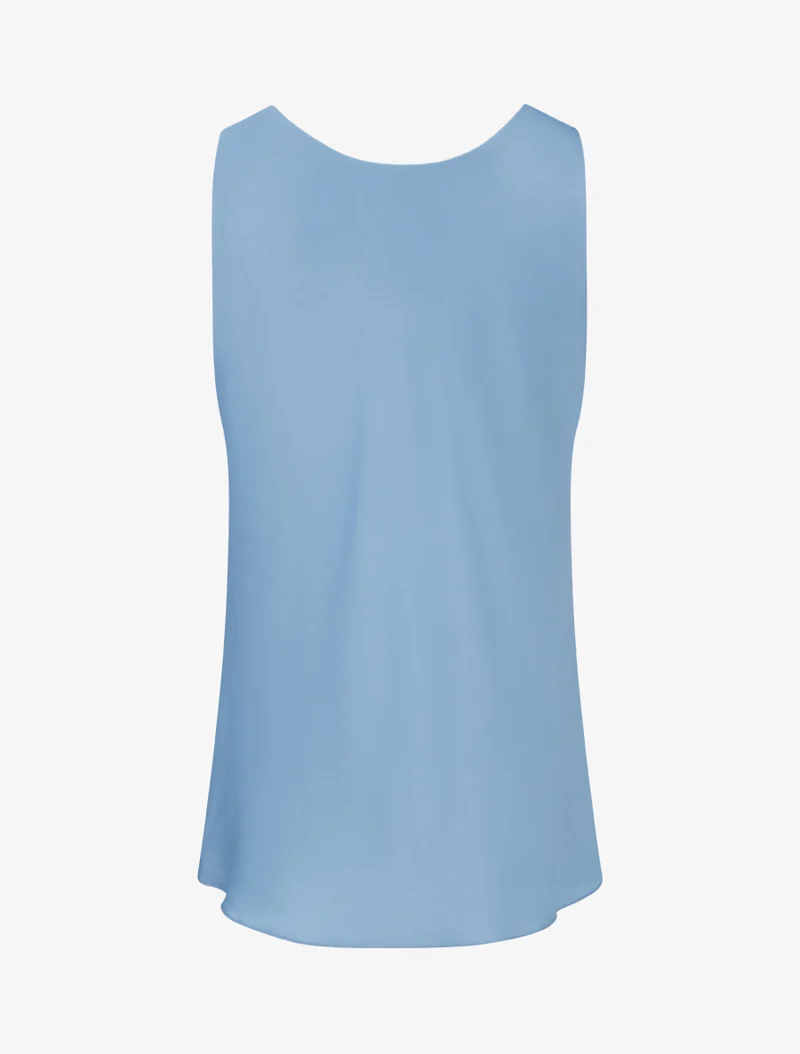 Ärmelloses Satin-Top mit Wasserfallausschnitt - Himmelblau