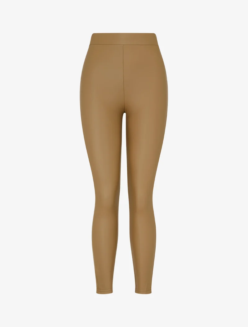 Skinny-Leggings aus Kunstleder - Kamel
