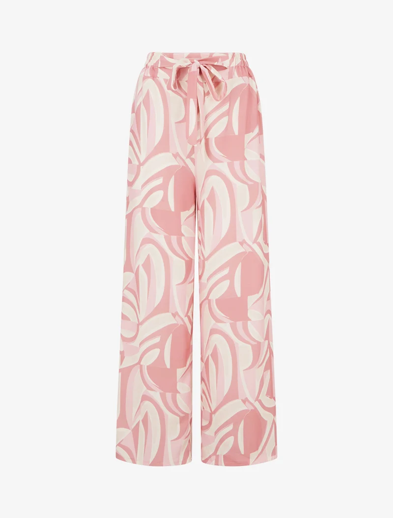 Weit geschnittene Hose mit grafischem Print. - Rose