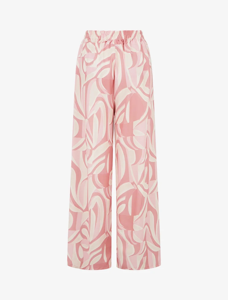 Weit geschnittene Hose mit grafischem Print. - Rose
