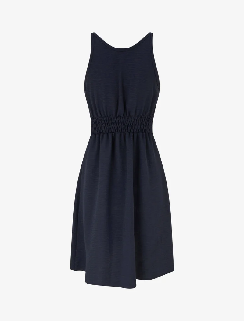 Ausgestelltes Kleid mit Schmuckträgern - Marine