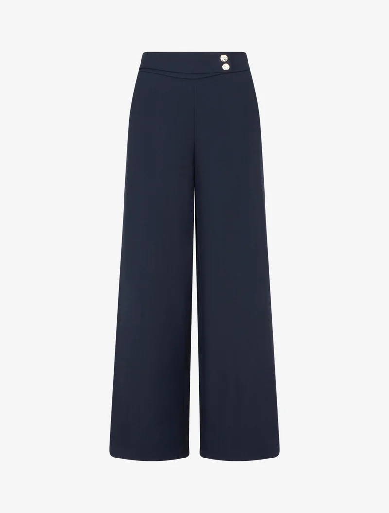 Weite Hose mit Riemen und Knöpfen - Marine