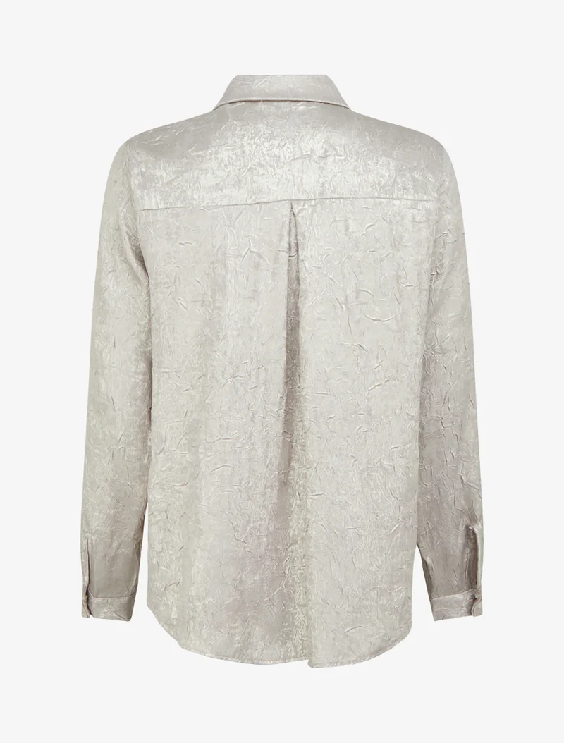 Fließendes Hemd mit Knittereffekt, gerade Passform - Beige