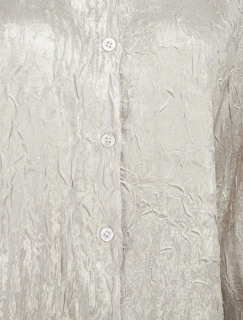 Fließendes Hemd mit Knittereffekt, gerade Passform - Beige