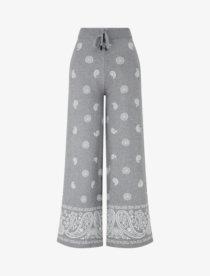 Ikat gemusterte Strickhose - Grau