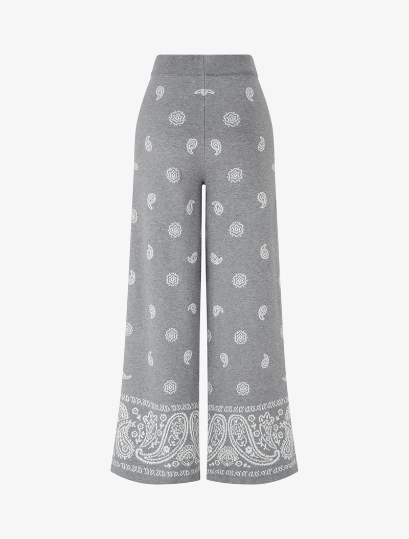 Ikat gemusterte Strickhose - Grau