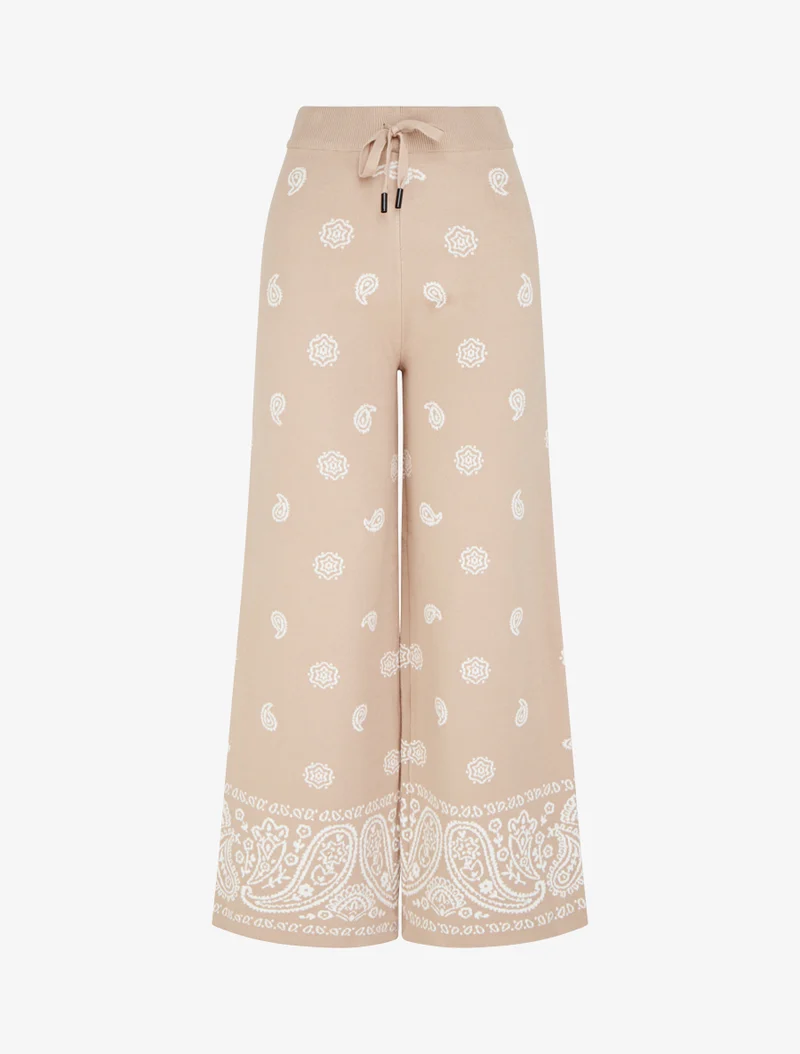 Ikat gemusterte Strickhose - Beige