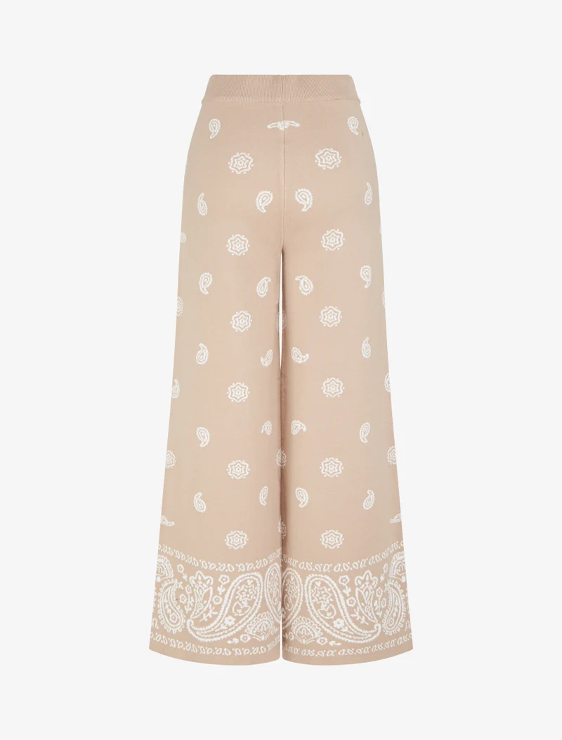 Ikat gemusterte Strickhose - Beige
