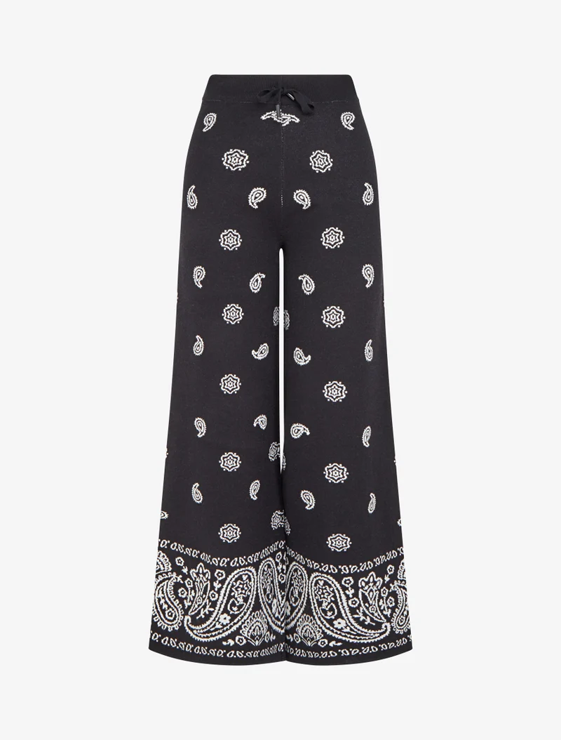 Ikat gemusterte Strickhose - Schwarz