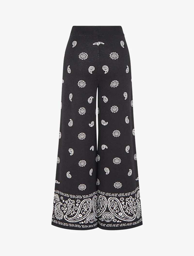 Ikat gemusterte Strickhose - Schwarz