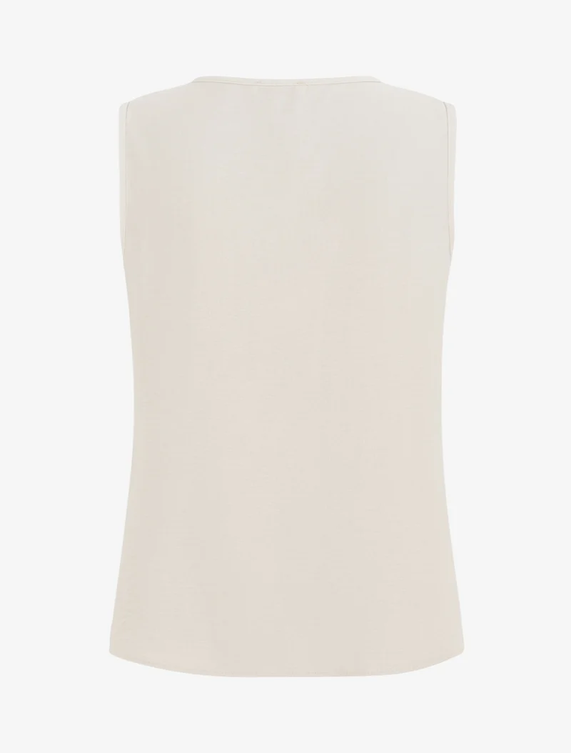 Einfarbiges Oberteil mit rundem Schmuckkragen - Beige