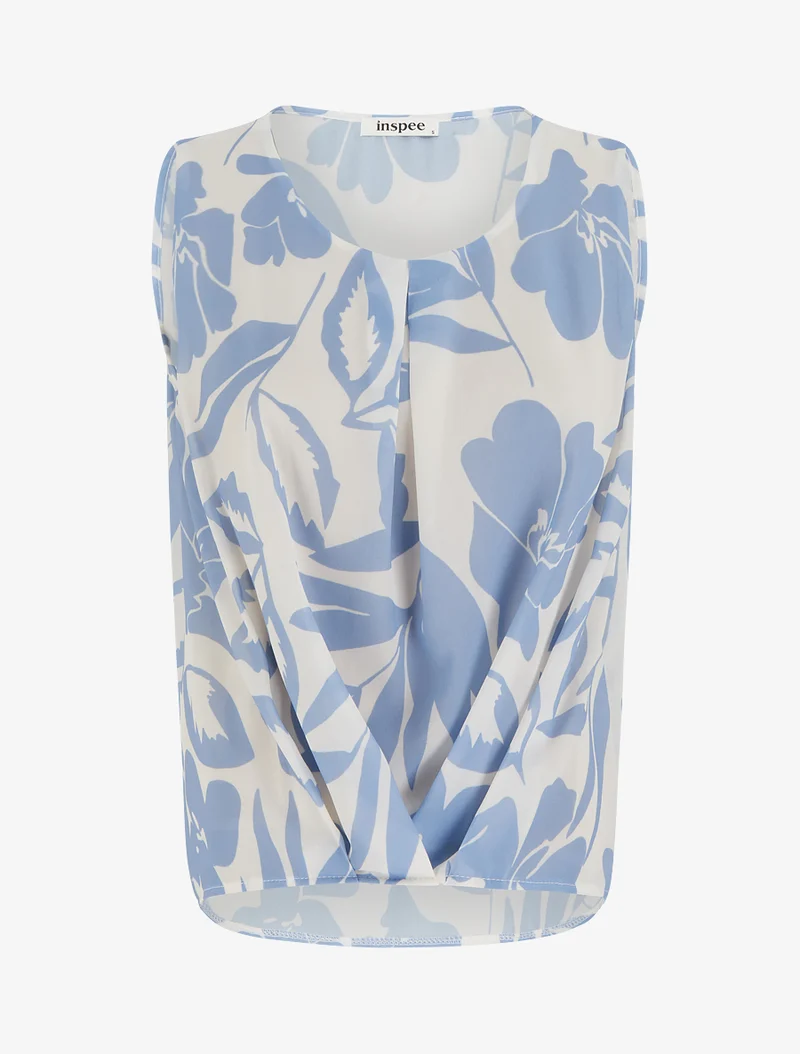Oberteil aus bedrucktem Blumenstoff - Himmelblau