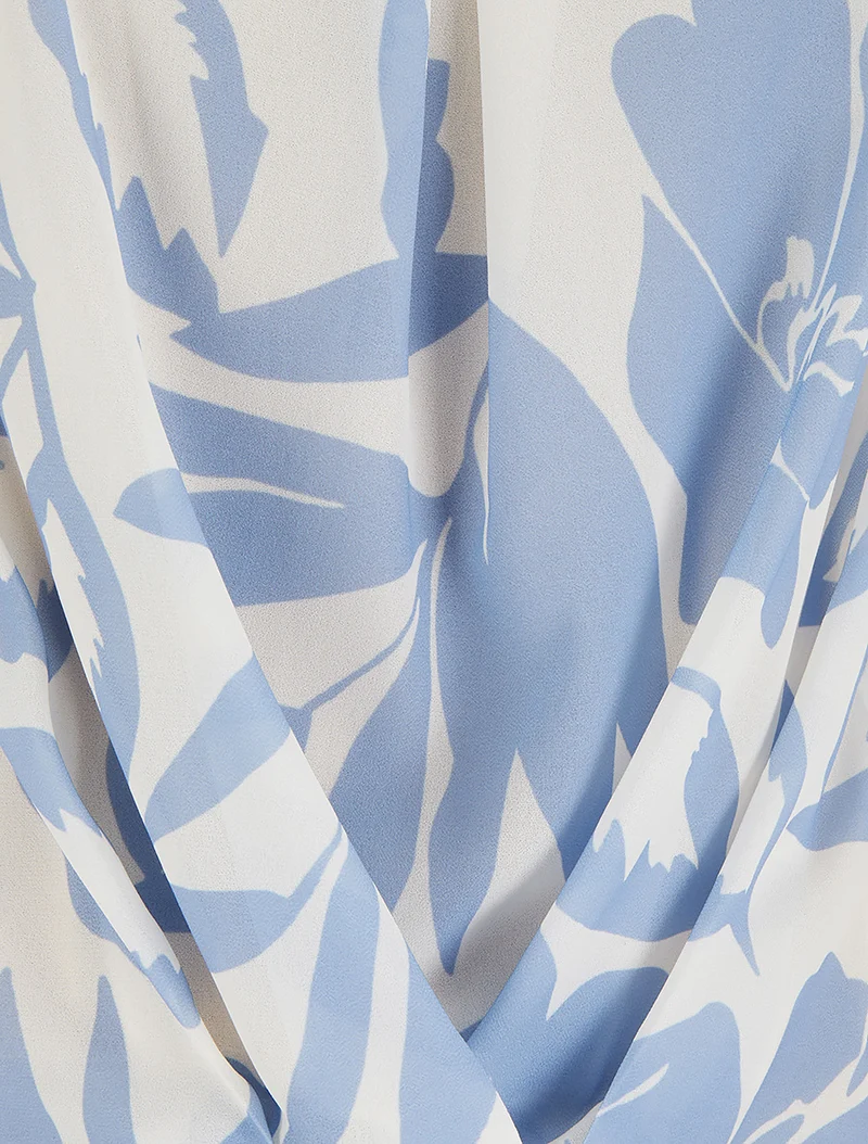 Oberteil aus bedrucktem Blumenstoff - Himmelblau