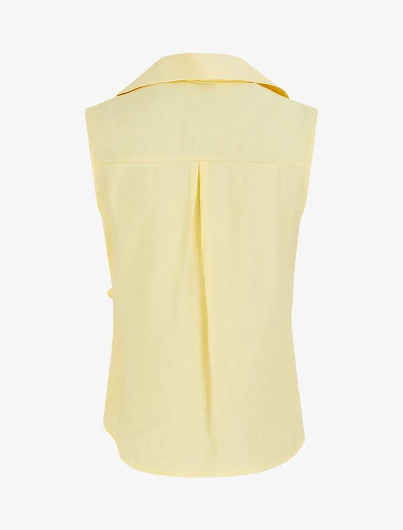 Ärmellose Bluse mit Drapierungseffekt - Gelb