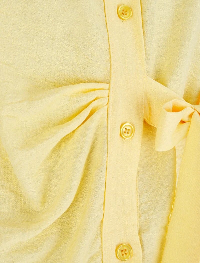 Ärmellose Bluse mit Drapierungseffekt - Gelb