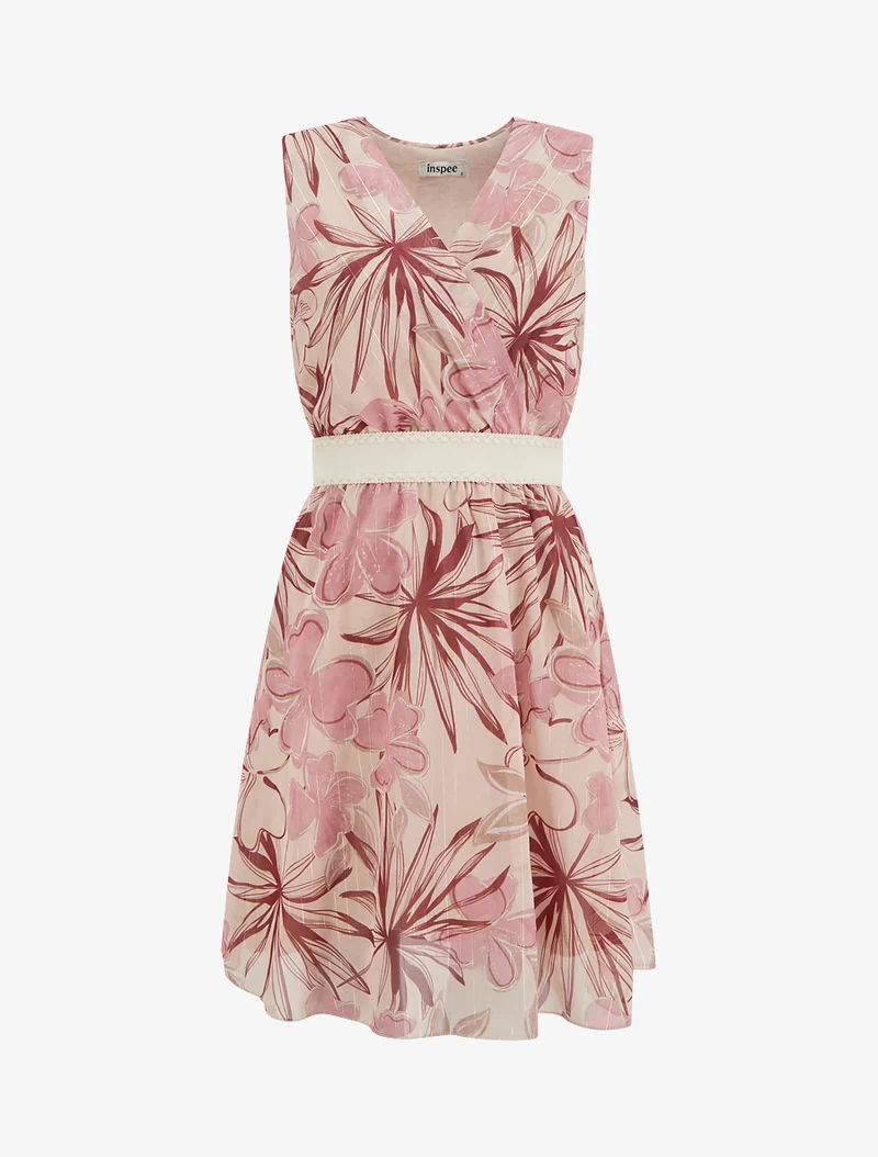 Ärmelloses Skaterkleid mit Blumenmuster - Rose