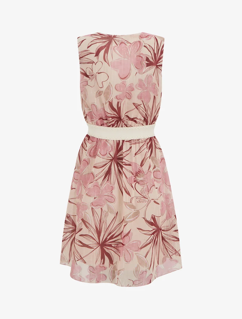 Ärmelloses Skaterkleid mit Blumenmuster - Rose