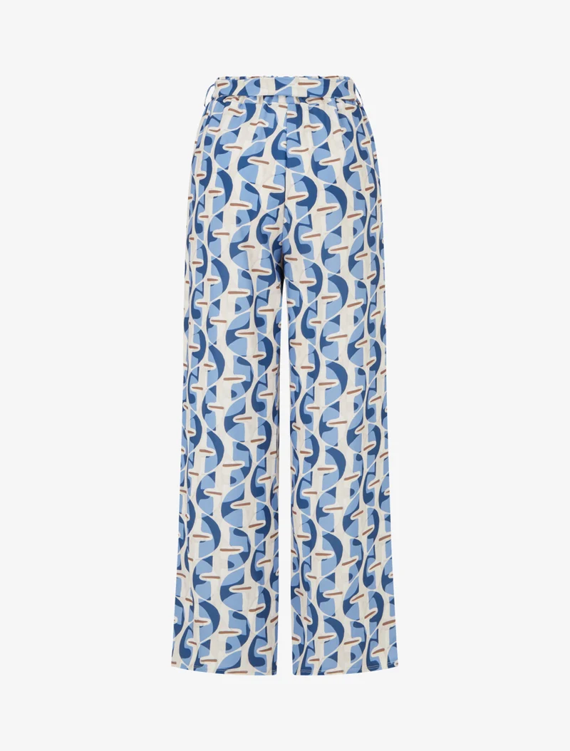 Elastische Hose mit grafischem Druck - Himmelblau