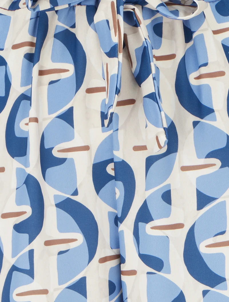 Elastische Hose mit grafischem Druck - Himmelblau