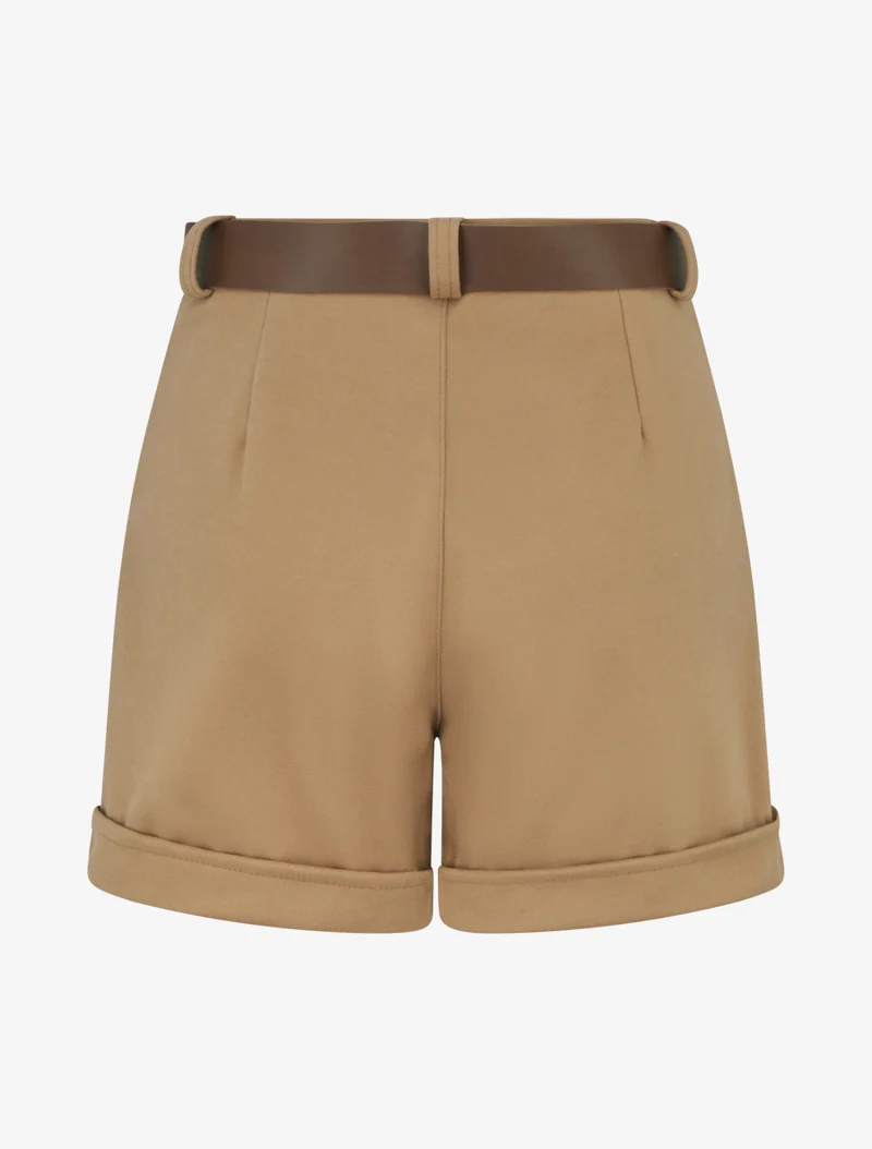 Kurze dicke Shorts mit Umschlag - Kamel