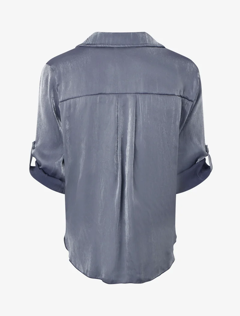 Perlmutt asymmetrische Bluse zum Binden - Blau