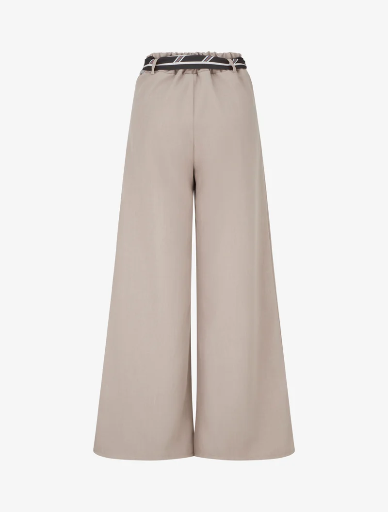 Weite Hose mit Schal-Stil Gürtel - Hellmaulwurf