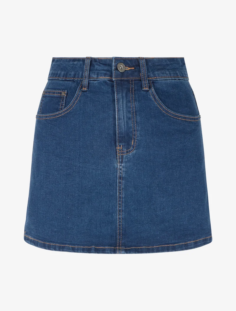 Kurze Trompe-l'œil-Jeans - Blau