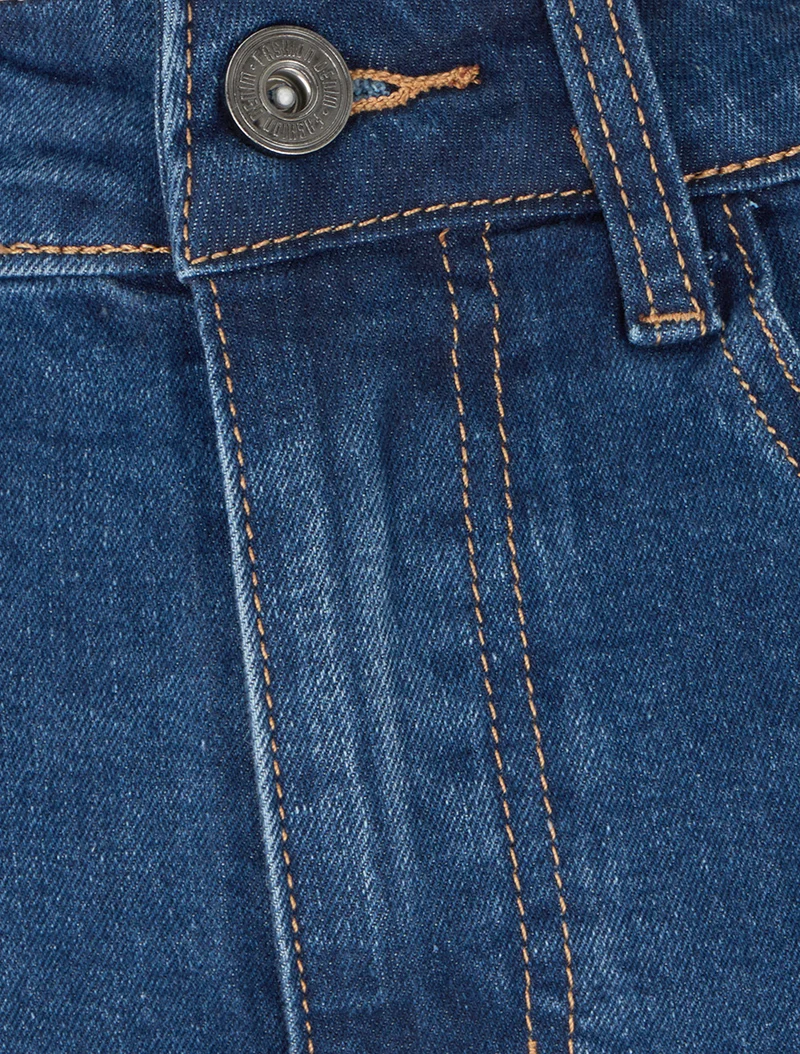 Kurze Trompe-l'œil-Jeans - Blau
