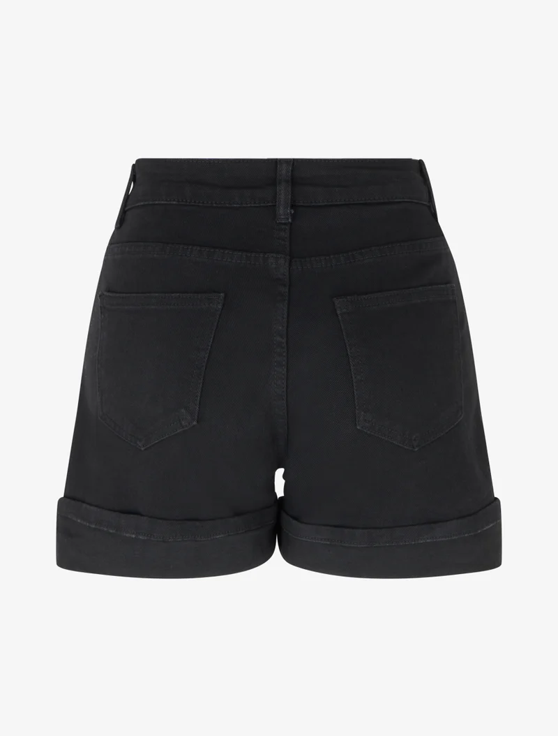 Umgeschlagene Jeans-Shorts. - Schwarz