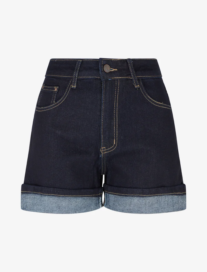 Umgeschlagene Jeansshorts - Rohblau
