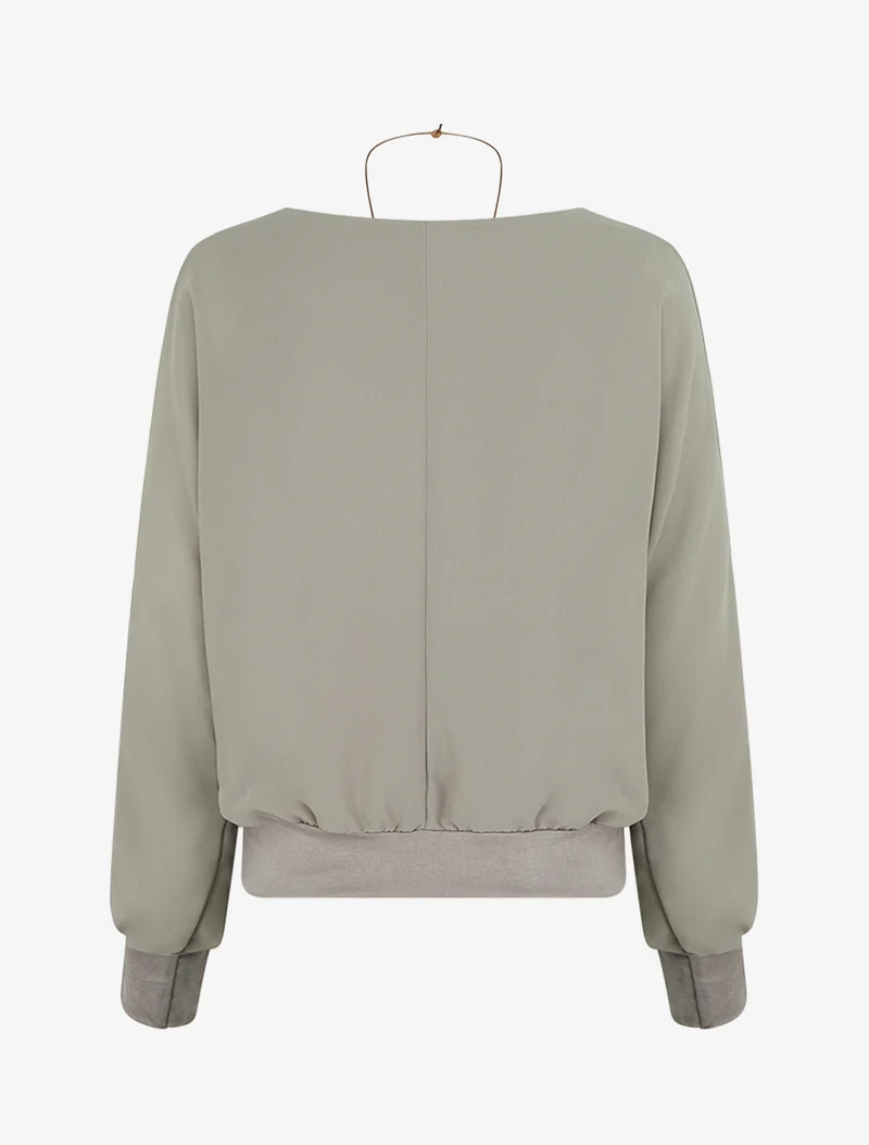 Uni Bluse aus Voile mit langen Ärmeln - Grau