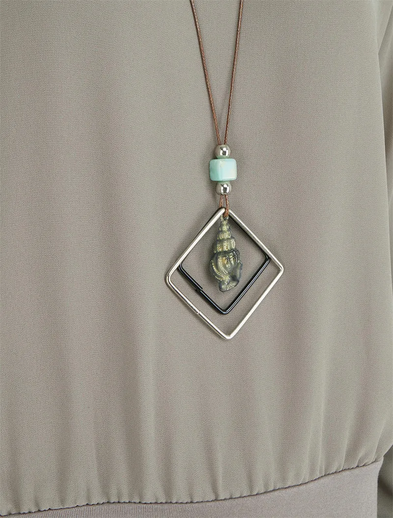 Uni Bluse aus Voile mit langen Ärmeln - Grau
